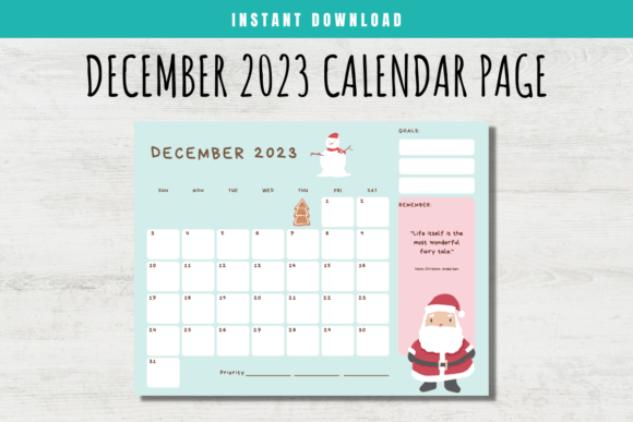 Download December 2023 Calendar Page for Kids - 2023 calendar Collection