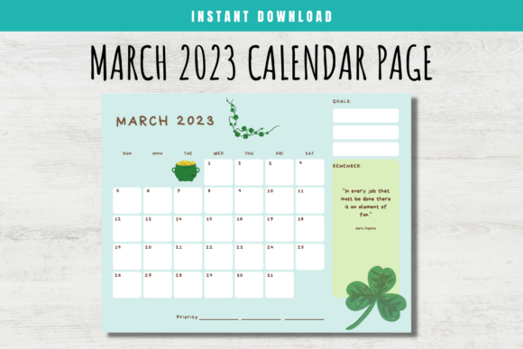 Download March 2023 Calendar Page for Kids - Premium Bundle