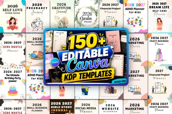 Download 150+ Canva Editable KDP Planner Bundle - Kdp planner Collection