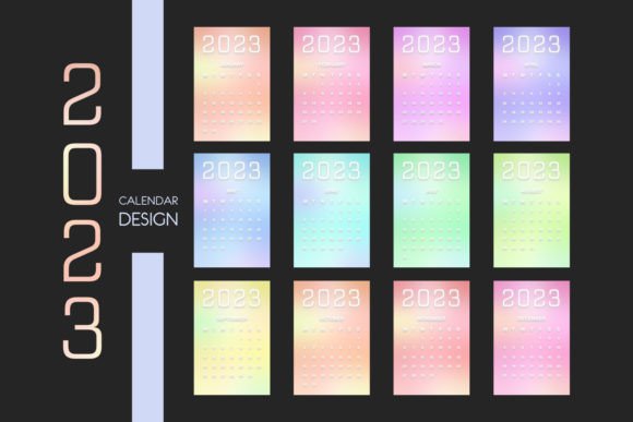 Download 2023 Calendar Design Monthly Gradients - 2023 calendar Collection